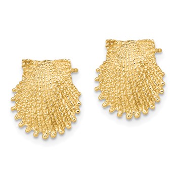 14K Beaded Scallop Shell Post Earrings — alternate view