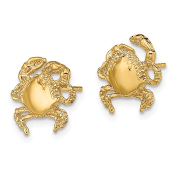 14K 2-D Polished Crab Post Earrings — alternate view