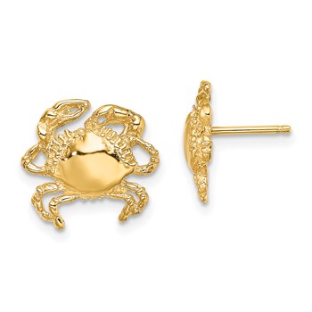14K 2-D Polished Crab Post Earrings