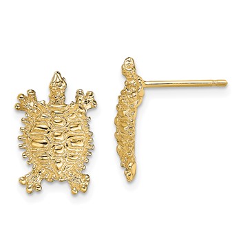 14K Textured Land Turtle Post Earrings