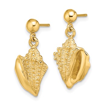 14K Conch Shell Dangle Earrings — alternate view