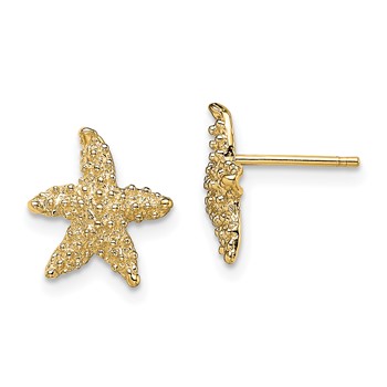 14K Textured Starfish Post Earrings