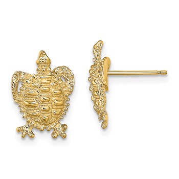 14k Textured Turtle Post Earrings