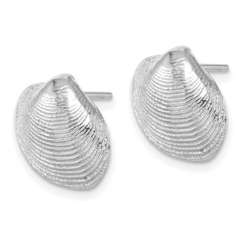 14K White Gold Clam Shell Post Earrings — alternate view