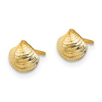 14K Mini Clam Shell Post Earrings — alternate view