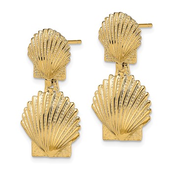 14K Double Scallop Shell Post Earrings — alternate view