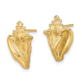 14K 2-D Conch Shell Post Earrings — alternate view