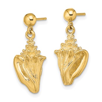 14K Conch Shell Dangle Earrings — alternate view