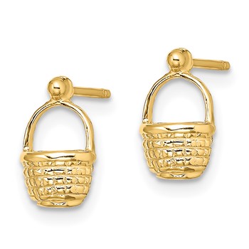 14K Mini Basket Flat Back Dangle Post Earrings — alternate view