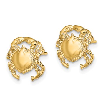 14K Polished 2-D Crab Post Earrings — alternate view