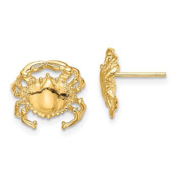 14K Polished 2-D Crab Post Earrings