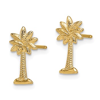 14K Palmetto Palm Tree Post Earrings — alternate view