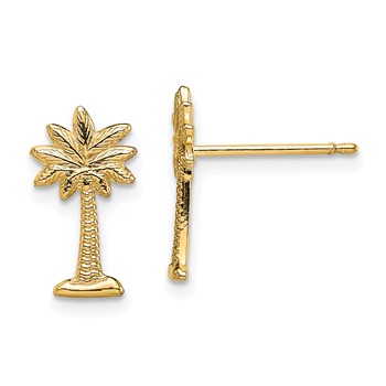 14K Palmetto Palm Tree Post Earrings