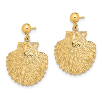 14K Scallop Dangle Earrings — alternate view