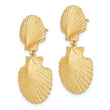 14K Double Scallop Dangle Earrings — alternate view