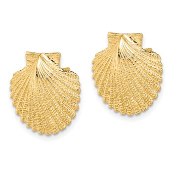 14K 2-D Textured Scallop Shell Post Earrings — alternate view