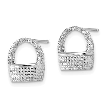 14K White Gold Basket Flat Back Post Earrings — alternate view