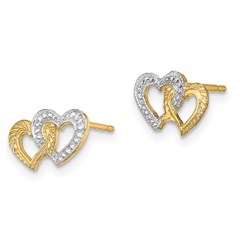 14K and White Rhodium Polished Intertwined Hearts Post Earrings — alternate view