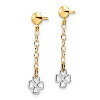 14K Two-tone Polished Dangle Flower Earrings — alternate view