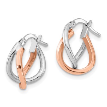 14k White and Rose Gold Fancy Hoops — alternate view