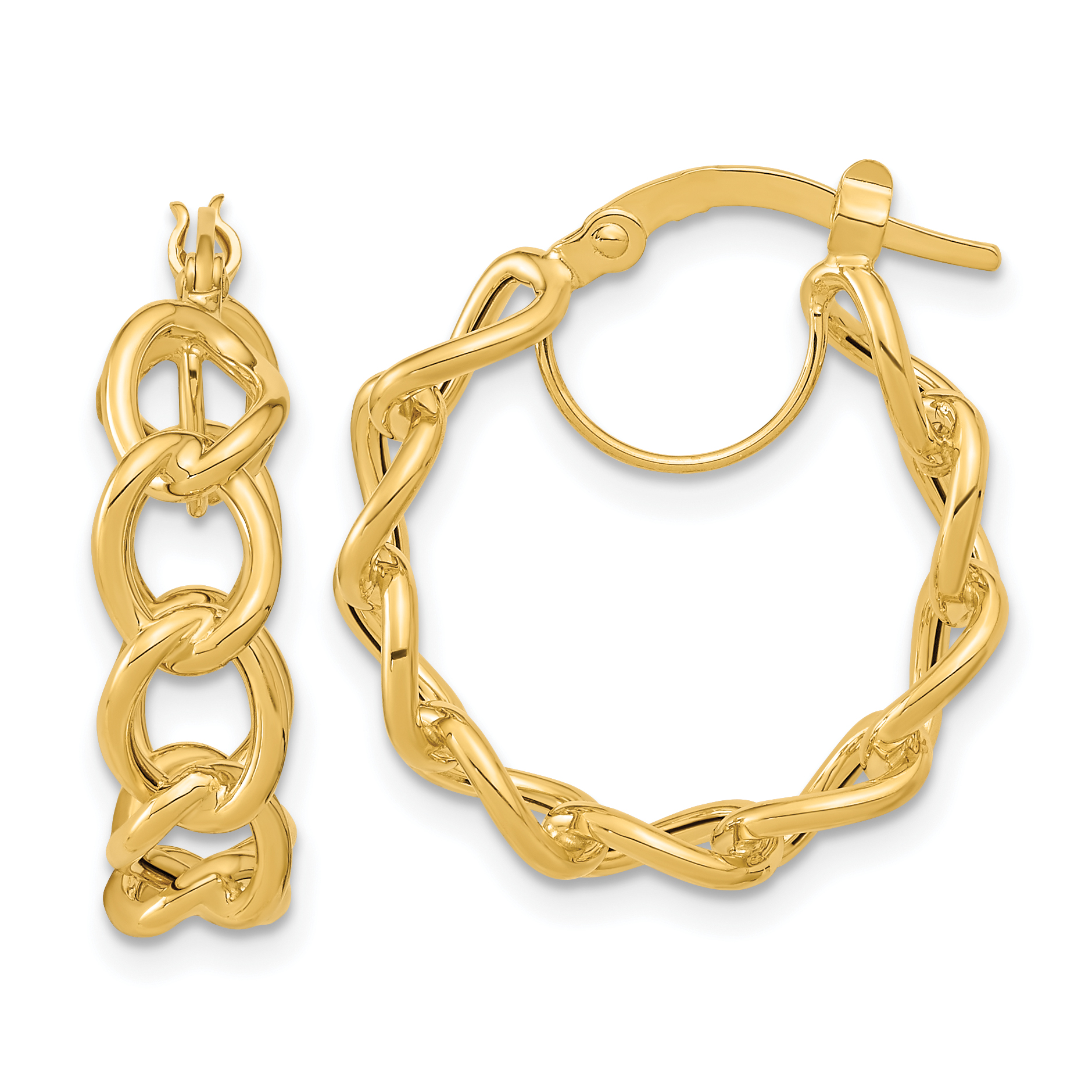 Quality Gold 14k Polished Twisted Hollow Hoop Earrings S1262 - East  Tennessee Diamond Company