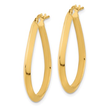 14k 2.75x26mm Polished Knife-Edge Teardrop-Shape Tube Hoop Earrings — alternate view