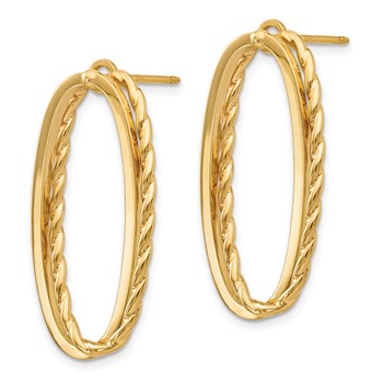 14k Fancy Diamond-Cut Versatile Oval Post Earrings — alternate view