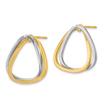 14k Two-Tone Fancy Versatile Triangle Post Earrings — alternate view