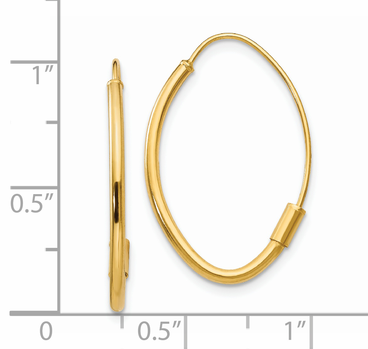 25mm Real 14k Yellow Gold Wire Threader Earrings Oval Dangle - New detailed image 3