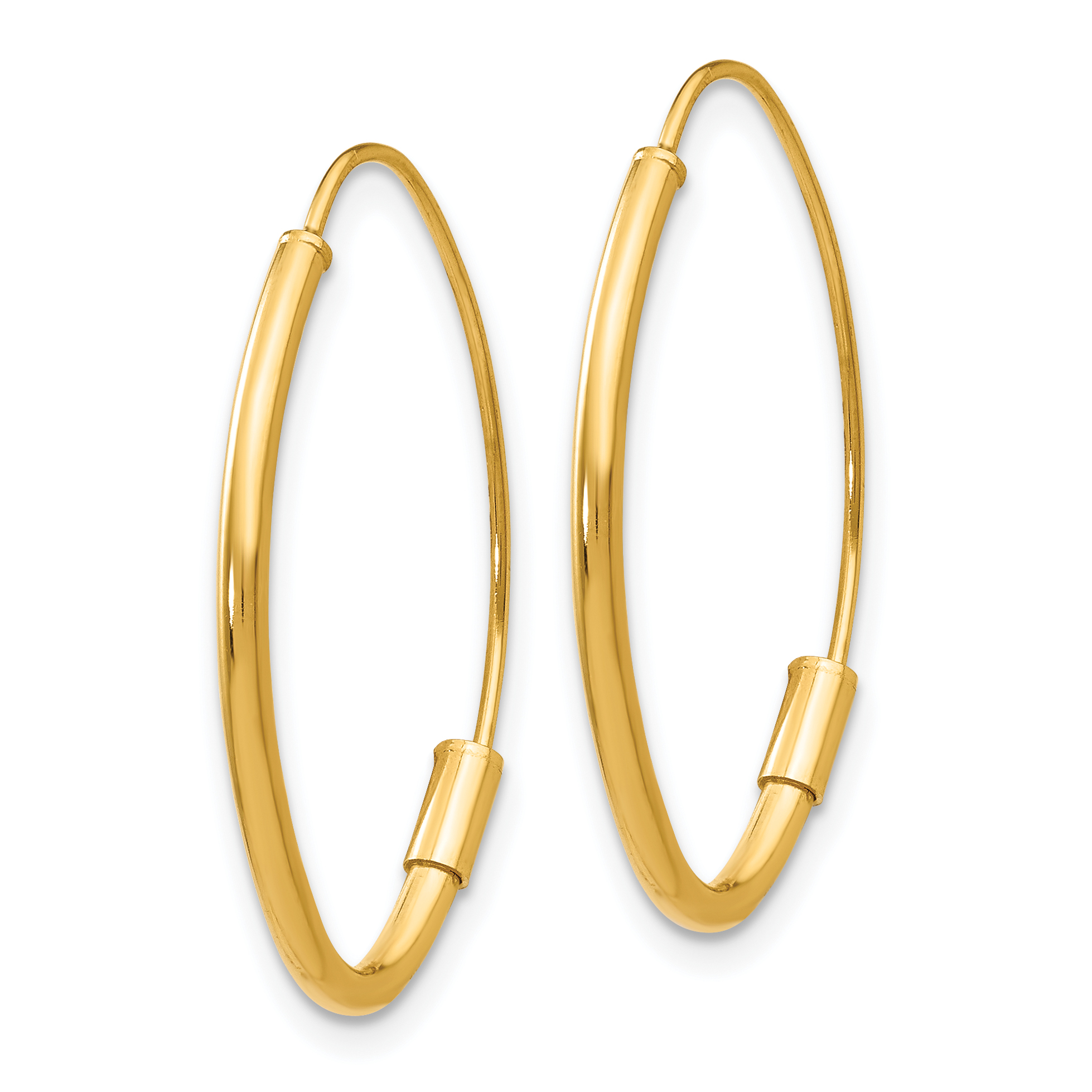 25mm Real 14k Yellow Gold Wire Threader Earrings Oval Dangle - New detailed image 2