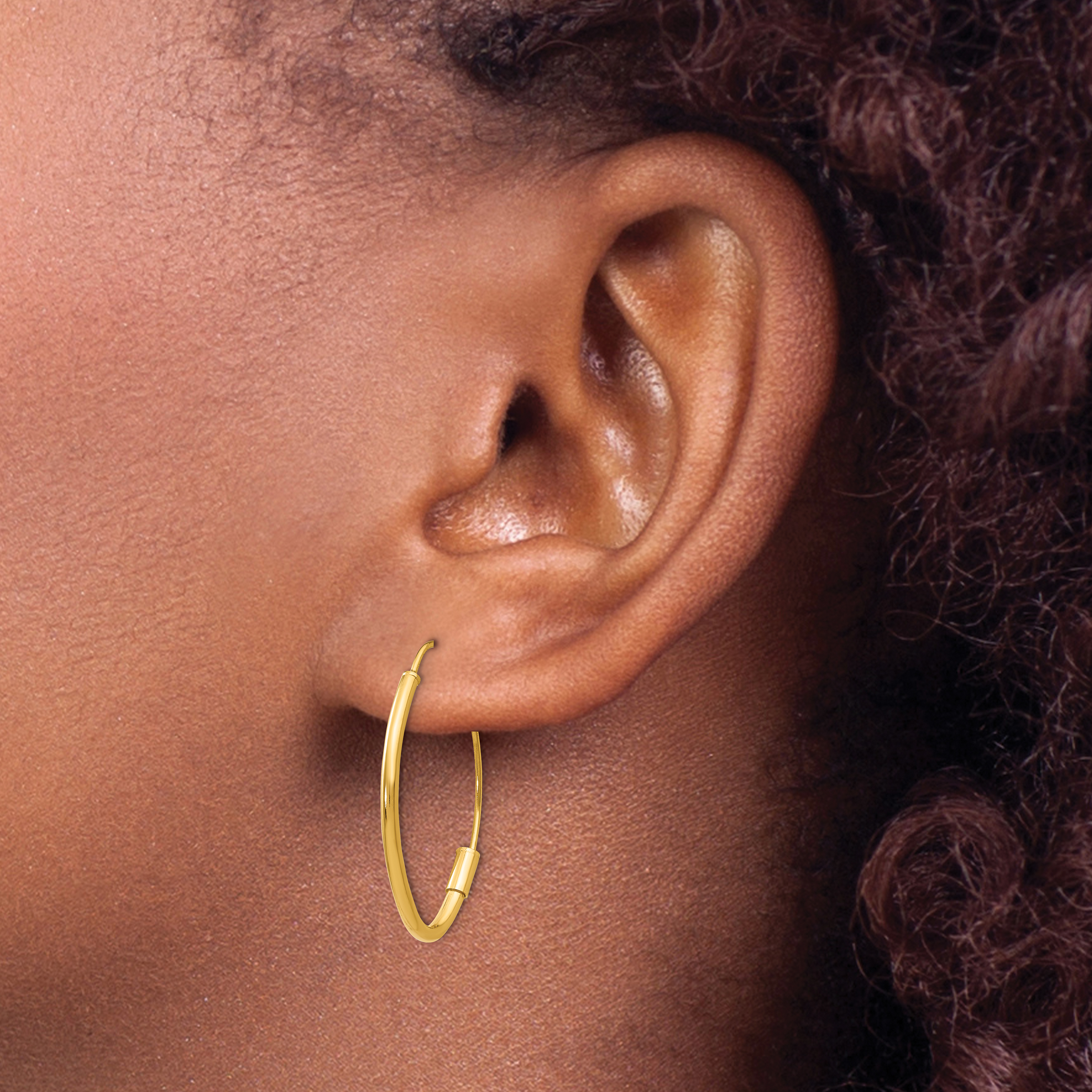 25mm Real 14k Yellow Gold Wire Threader Earrings Oval Dangle - New detailed image 4