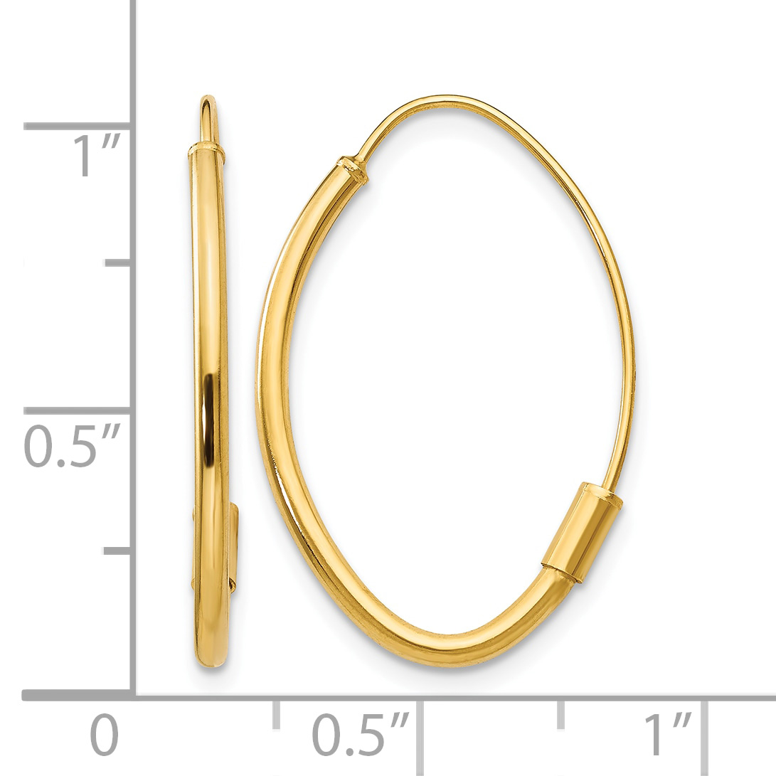 25mm Real 14k Yellow Gold Wire Threader Earrings Oval Dangle - New detailed image 5