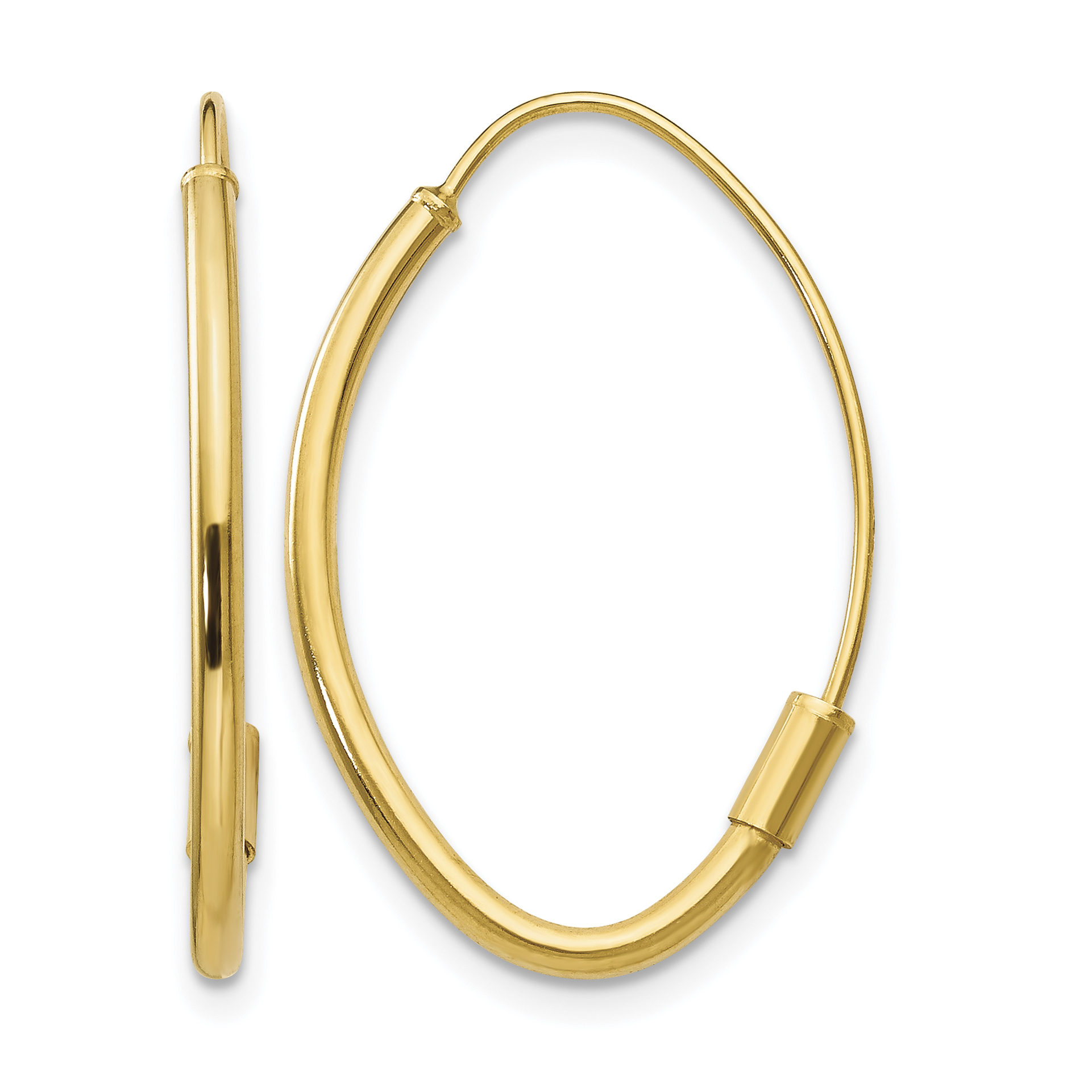 25mm Real 14k Yellow Gold Wire Threader Earrings Oval Dangle - New main product image