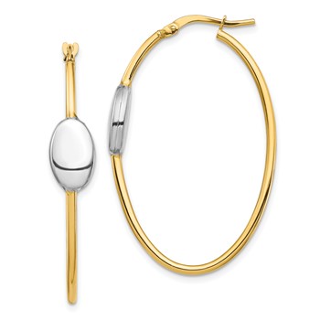 1/2pr 14k & Rhodium Polished Fancy Hoop Earrings