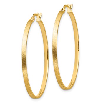 1/2pr 14k Brushed & Polished 2mm Hoop Earrings — alternate view