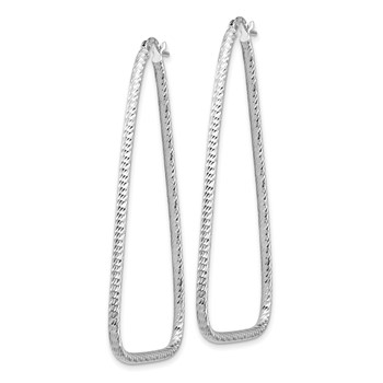 1/2pr 14k White Gold Polished & Diamond-cut Twisted Triangle Hoop Earrings — alternate view