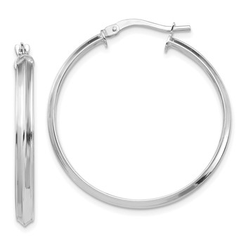 1/2pr 14k White Gold Polished 3mm Hoop Earrings