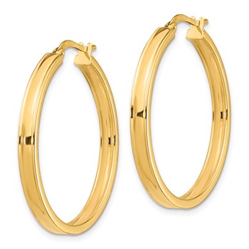 14k 3x32mm Polished Square Tube Hoop Earrings — alternate view
