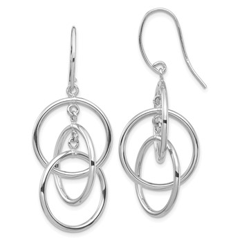 1/2pr 14k White Gold Polished Circles Dangle Earrings