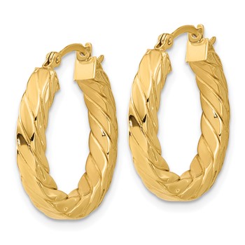 1/2pr 14k Polished Twisted 3mm Hoop Earrings — alternate view