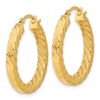 1/2pr 14k Polished & Twisted 3mm Square Tube Hoop Earrings — alternate view