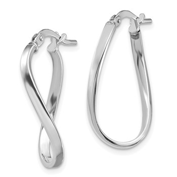 1/2pr 14k White Gold Polished 2mm Wavy Hoop Earrings — alternate view