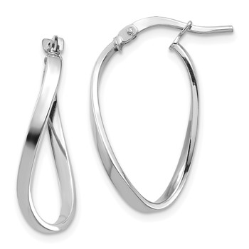 1/2pr 14k White Gold Polished 2mm Wavy Hoop Earrings