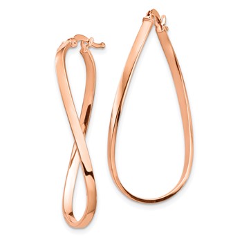 1/2pr 14k Rose Gold White Gold 2mm Wavy Hoop Earrings — alternate view