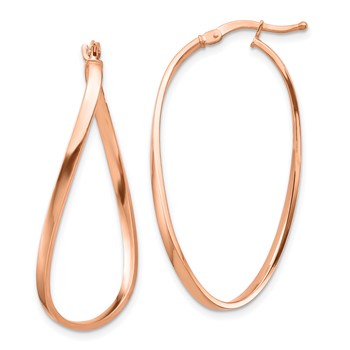 1/2pr 14k Rose Gold White Gold 2mm Wavy Hoop Earrings