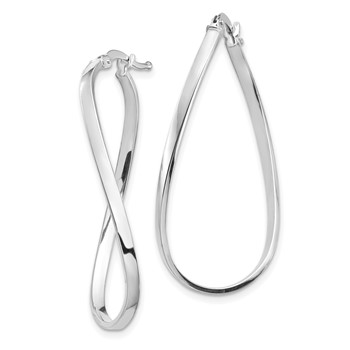 1/2pr 14k White Gold Polished 2mm Wavy Hoop Earrings — alternate view
