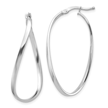 1/2pr 14k White Gold Polished 2mm Wavy Hoop Earrings