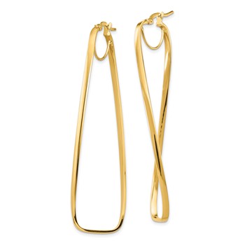1/2pr 14k Polished Wavy Rectangle Hoop Earrings — alternate view