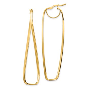 1/2pr 14k Polished Wavy Rectangle Hoop Earrings