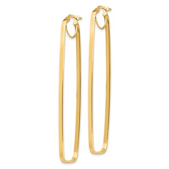 14k Polished 2mm Rectangle Hoop Earrings — alternate view